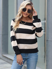 Lazy Women's Long Sleeve Striped Sweater - 808Lush