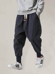 Men's Pants Linen Hip Hop Breathable Cotton Linen Trousers Solid Color - 808Lush