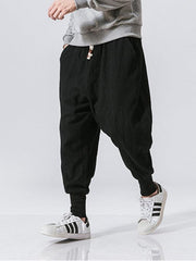 Men's Pants Linen Hip Hop Breathable Cotton Linen Trousers Solid Color - 808Lush