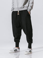 Men's Pants Linen Hip Hop Breathable Cotton Linen Trousers Solid Color - 808Lush