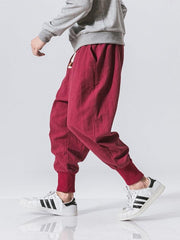 Men's Pants Linen Hip Hop Breathable Cotton Linen Trousers Solid Color - 808Lush