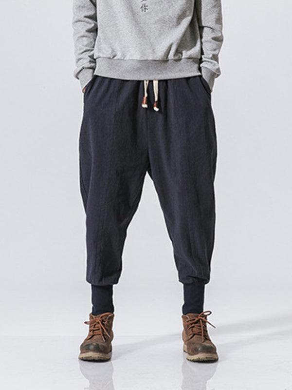 Men's Pants Linen Hip Hop Breathable Cotton Linen Trousers Solid Color - 808Lush