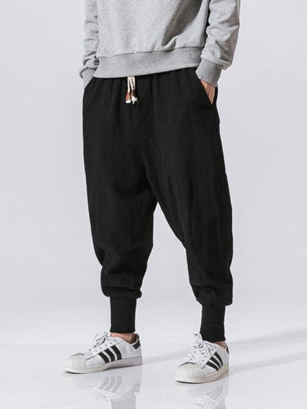 Men's Pants Linen Hip Hop Breathable Cotton Linen Trousers Solid Color - 808Lush