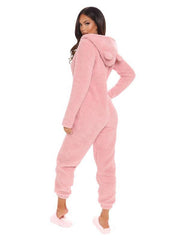 Long Sleeve Hooded Casual Jumpsuit Pants Plush Loungewear - 808Lush