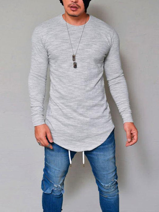 Men's Shirt Long Sleeve Solid Color Round Neck - 808Lush