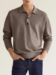 Men's Casual Top Polo Shirt Long Sleeve V Neck - 808Lush