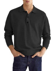 Men's Casual Top Polo Shirt Long Sleeve V Neck - 808Lush