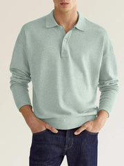 Men's Casual Top Polo Shirt Long Sleeve V Neck - 808Lush