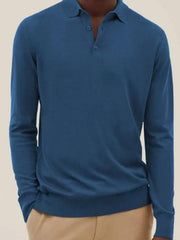 Men's Casual Top Polo Shirt Long Sleeve V Neck - 808Lush