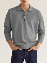 Men's Casual Top Polo Shirt Long Sleeve V Neck - 808Lush