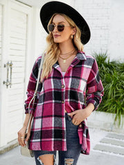 Long-sleeve lapel plaid shirt jacket - 808Lush