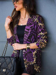 Long-sleeved lapel digital printed blazer - 808Lush