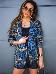 Long-sleeved lapel digital printed blazer - 808Lush