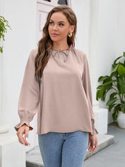 Long-sleeved tops V-neck casual loose chiffon tops for women - 808Lush