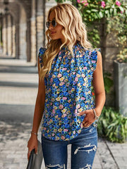 Loose Casual Top Sleeveless Floral Shirt - 808Lush