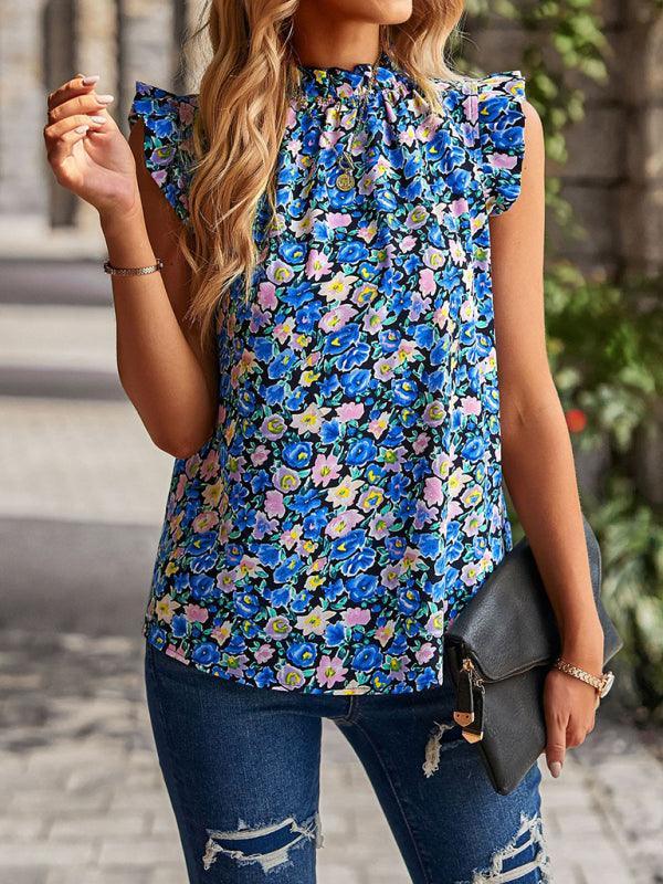 Loose Casual Top Sleeveless Floral Shirt - 808Lush