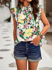 Loose Casual Top Sleeveless Floral Shirt - 808Lush