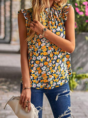 Loose Casual Top Sleeveless Floral Shirt - 808Lush