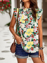 Loose Casual Top Sleeveless Floral Shirt - 808Lush