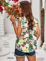 Loose Casual Top Sleeveless Floral Shirt - 808Lush