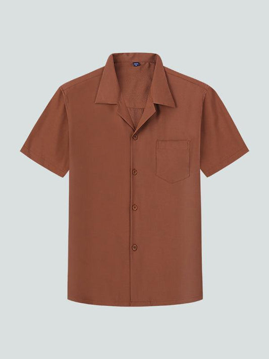 Loose Solid Color Casual Lapel Ordinary Short Sleeve Shirt Men - 808Lush