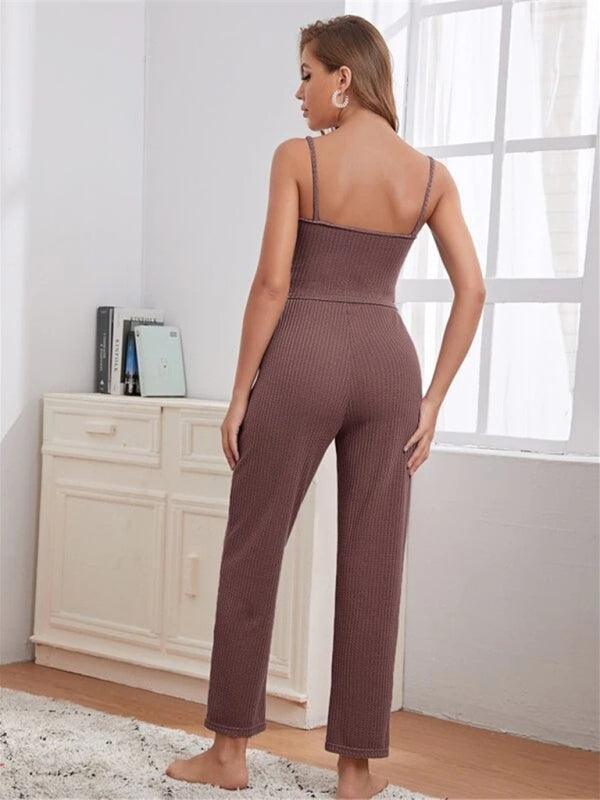 Loungewear Women's Waffle Knit Long Three-Piece Suit - 808Lush