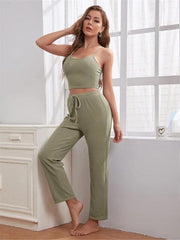 Loungewear Women's Waffle Knit Long Three-Piece Suit - 808Lush