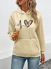 Love Leopard Casual Print Hooded Sweatshirt - 808Lush