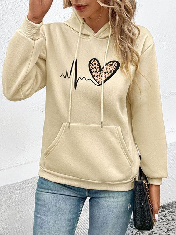 Love Leopard Casual Print Hooded Sweatshirt - 808Lush