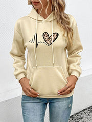 Love Leopard Casual Print Hooded Sweatshirt - 808Lush