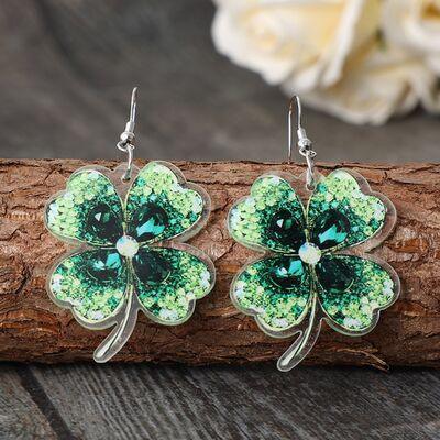 Lucky Clover Acrylic Dangle Earrings - 808Lush