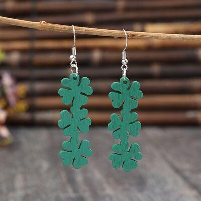 Lucky Clover Wooden Dangle Earrings - 808Lush