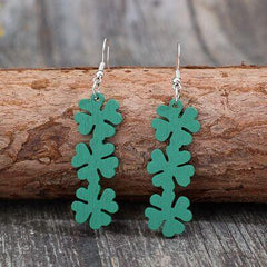 Lucky Clover Wooden Dangle Earrings - 808Lush