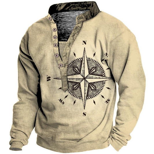 Men's Arrow Compass Print Long Sleeve T-Shirt - 808Lush