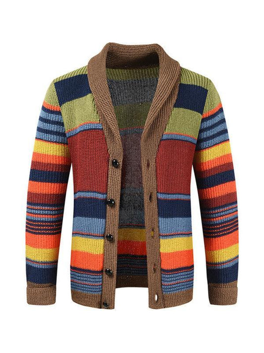 Men's Button Casual Color Striped Cardigan - 808Lush