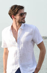 Men's Casual Linen Lapel Button Short-Sleeved Shirt - 808Lush