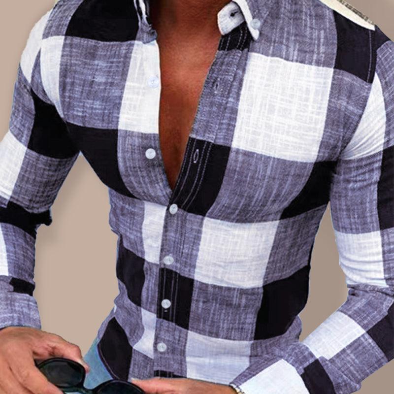 Men's Casual Shirt Button Down Shirts Long-Sleeve Work Shirt Spread Collar Tops - 808Lush