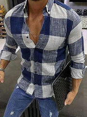 Men's Casual Shirt Button Down Shirts Long-Sleeve Work Shirt Spread Collar Tops - 808Lush