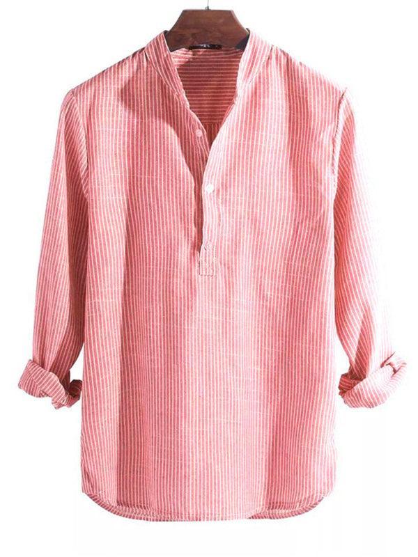 Men's Casual Striped Cotton Linen Comfortable Breathable Shirt - 808Lush