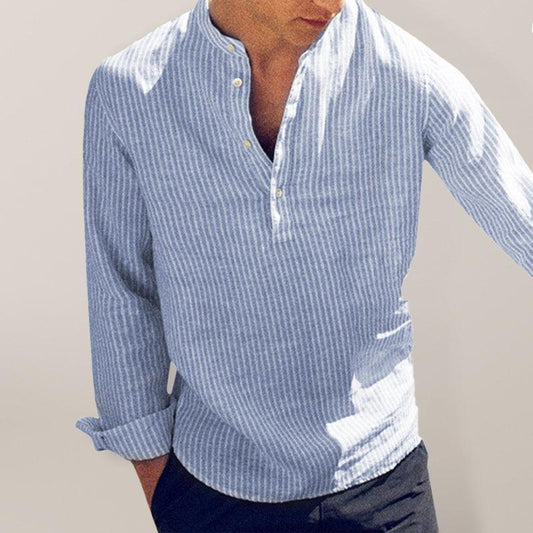 Men's Casual Striped Cotton Linen Comfortable Breathable Shirt - 808Lush