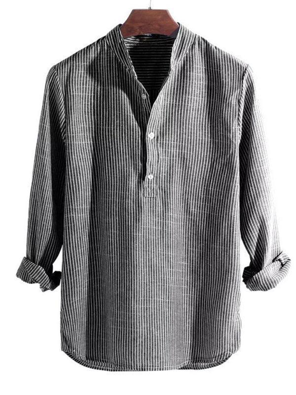 Men's Casual Striped Cotton Linen Comfortable Breathable Shirt - 808Lush