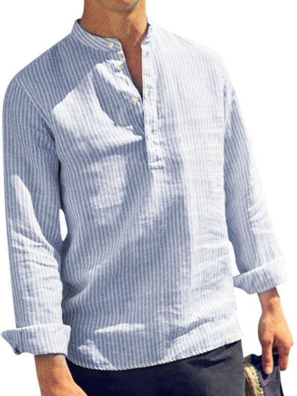 Men's Casual Striped Cotton Linen Comfortable Breathable Shirt - 808Lush