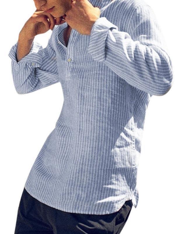 Men's Casual Striped Cotton Linen Comfortable Breathable Shirt - 808Lush