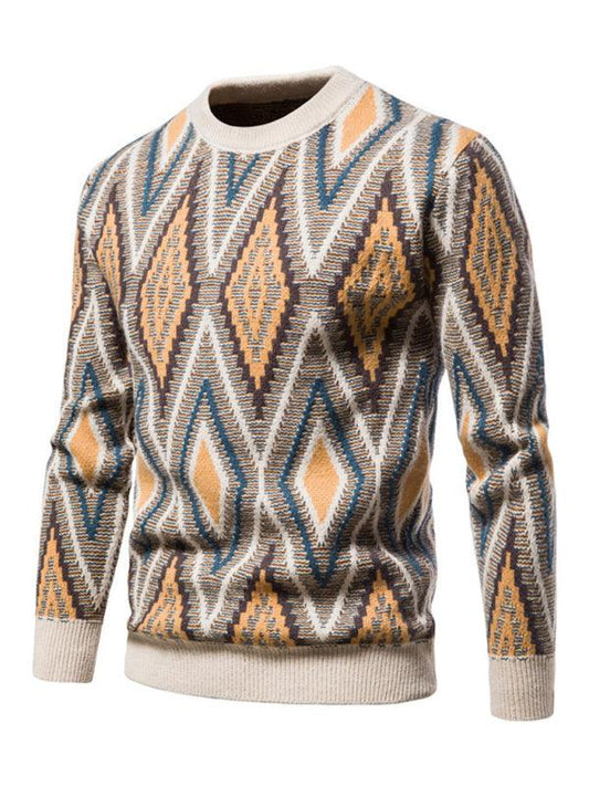 Men's Christmas crew neck diamond jacquard sweater - 808Lush