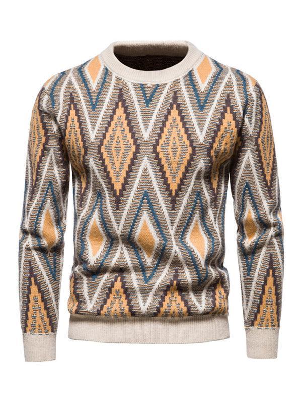 Men's Christmas crew neck diamond jacquard sweater - 808Lush