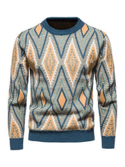 Men's Christmas crew neck diamond jacquard sweater - 808Lush