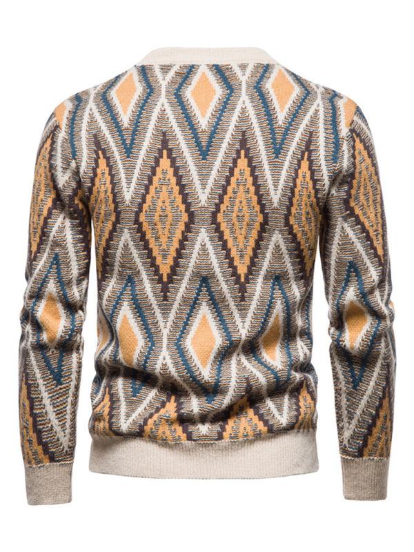 Men's Christmas crew neck diamond jacquard sweater - 808Lush