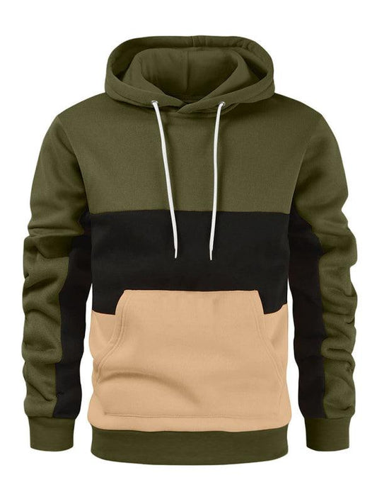 Men's Color Block Color Contrast Long Sleeve Hooded Sweatshirt - 808Lush