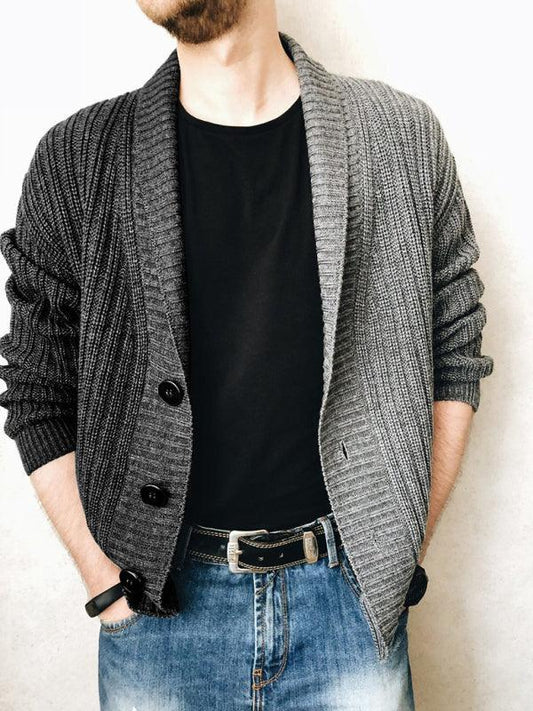 Men's Color Block Single Breasted Casual Knit Cardigan - 808Lush