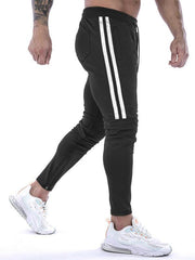 Men's Contrasting Stripe Zippered Training Sweatpants - 808Lush